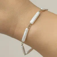 دستبند نقره عیار ۹۲۵ با مروارید پرورشی اصل باروک