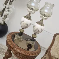 ست شمعدان و اباژور چینی آنتیک