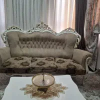 مبل استیل چوب تمام راش ۷نفره بامیز وسط وعسلی