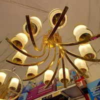 لوستر آویزی مدل ر رنگ طلایی با آبکاری آب طلا|لوستر و چراغ آویز|اردبیل, |دیوار