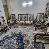 فرش ۱۲ متری گل ابریشم     مبل ۹ نفره با چوب راش