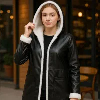 شنل چرم خز سفید زنانه مدل Sara پرداخت درب منزل