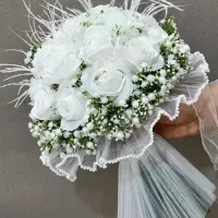 دسته گل عروس عقد لمسی حریر و پارچه ای