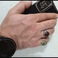 دو انگشتر قدیمی عقیق و حدید