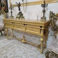 کنسول آنتیک میز چوب راش ورق طلا|بوفه، ویترین، کنسول|بوکان, |دیوار