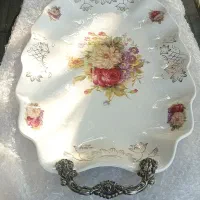 دیس چینی دسته فلزی طرح دار