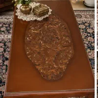 میز بزرگ چوب راش منبت کاری شده
