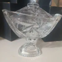 ۳ عدد قندان شیشه دار پایه دار