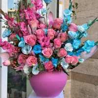 گلدان گل باشکوه رز صورتی کد ۱۵۰۰ گلاریس
