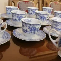 ست چایخوری ویلیج قلم آبی طرح انگلیسی قیمت قدیم