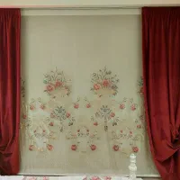 پرده تور و وال زرشکی