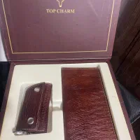 ست تمام چرم طبیعی top charm کیف پول و جای کلید