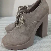 کفش مخمل شکلاتی پاشنه بلند مجلسی باکیفیت ۳۷ خارجی