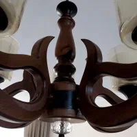 یک جفت لوستر چوبی نو پنج شعله|لوستر و چراغ آویز|تهران, استخر|دیوار
