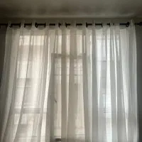 پرده حریر سفید با آستر (آماده و‌ پانچ شده)