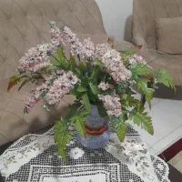 گلدان مکرومه باگل مصنوعی وجاحوله ای مکرومه|گل مصنوعی|کرمانشاه, |دیوار