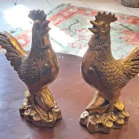دو عدد خروس بزرگ وسنگین برنجی برنجی قد۲۸
