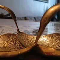 نقل خوری برنجی قدیمی /جا شکلاتی قدیمی با نقاشی دست