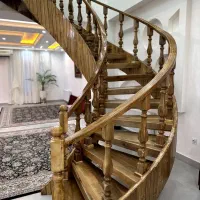 نرده چوبی و پله دوبلکس