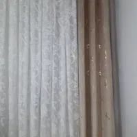 دوعددشال پرده کرم طلاکوب