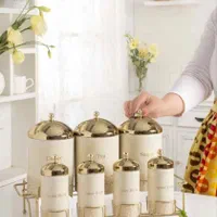 پاسماوری اورانوس جا حبوبات درب دار فلزی چینی طلایی|ظروف نگهدارنده، پلاستیکی، یک‌بارمصرف|یزد, |دیوار