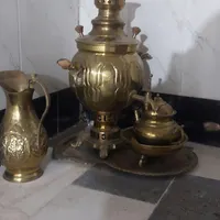 سماورذغالی۳لیتری برنجی پنج‌تکه