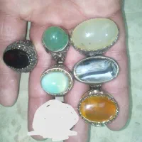 انگشتر عقیق و حدید طلاکوب