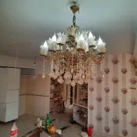 لوستر برنزی اصل همراه دیوار کوب ۲۱ شعله