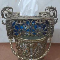 فروش لوستر ست سطل آشغال جا دستمالی و شمعدان برنز|لوستر و چراغ آویز|ماهدشت, |دیوار