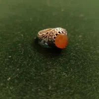 انگشتره نقره عقیق نارنجی یمن