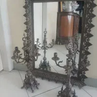 آینه و شمعدان برنز طرح نقره مناسب جهیزیه