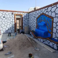 سیمان کاری طرح سنگ چوب رنگ آمیزی