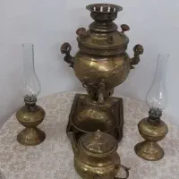 سرویس کامل سماور برنجی همراه با میز خاطره|صنایع دستی و سایر لوازم تزئینی|تهران, دولاب|دیوار