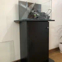 اکواریوم اماده با پایه شیشه خم وسایل کامل