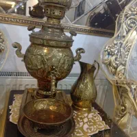 سماور زغالی با قوری و پارچ و سینی