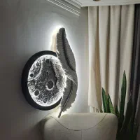 تابلو و ساعت ماه و پر نورانی با قاب و نور مخفی|ساعت دیواری و تزئینی|تهران, تهرانسر شرقی|دیوار