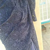 لباس مجلسی مدل لنگی سرمه ای گیپورمخمل سایز۵۰تا۵۴