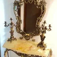 آینه و کنسول و شمعدان برنز اصل