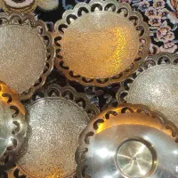 بشقاب و استکان نلبکی برنز برنجی هندی