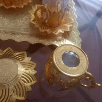سرویس استکان ونعلبکی وسینی طلایی مارک ترک|ظروف سرو و پذیرایی|تهران, بازار|دیوار