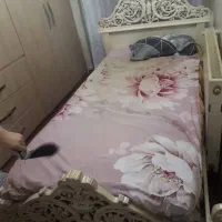 تخته یک نفره سفید صدفی تمام چوب