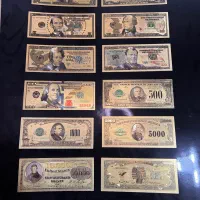 اسکناس کلکسیونی ورق طلا ۲۴ عیار و استند ۵۰ دلاری