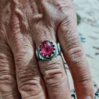 انگشتر یاقوت سرخ کهنه رکاب دست ساز نامی(پدر)