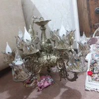 لوستر ۶ شاخه طرح فرشته برنز. درحد|لوستر و چراغ آویز|هشتگرد, فاز ۳ مهستان|دیوار