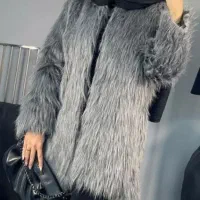 کت خز رنگ طوسی