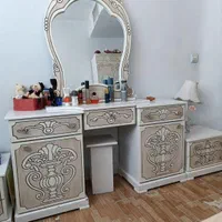 تخت خواب دو نفره با میز آرایش و پاتختی در مهرگان|تخت و سرویس خواب|محمدیه-قزوین, |دیوار