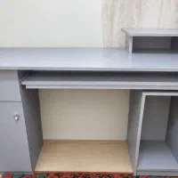 میز کامپیوتر و تحریر MDF طوسی، کشودار