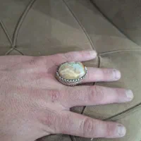 دوتا انگشتر درشت با سنگ عقیق سلیمانی رنگ ثابت