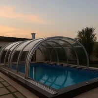 سایه بان و سقف متحرک برقی . استخر و فضای باز