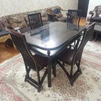 میز ناهارخوری  چوبی دو طبقه شیشه خور|میز و صندلی غذاخوری|سمنان, |دیوار